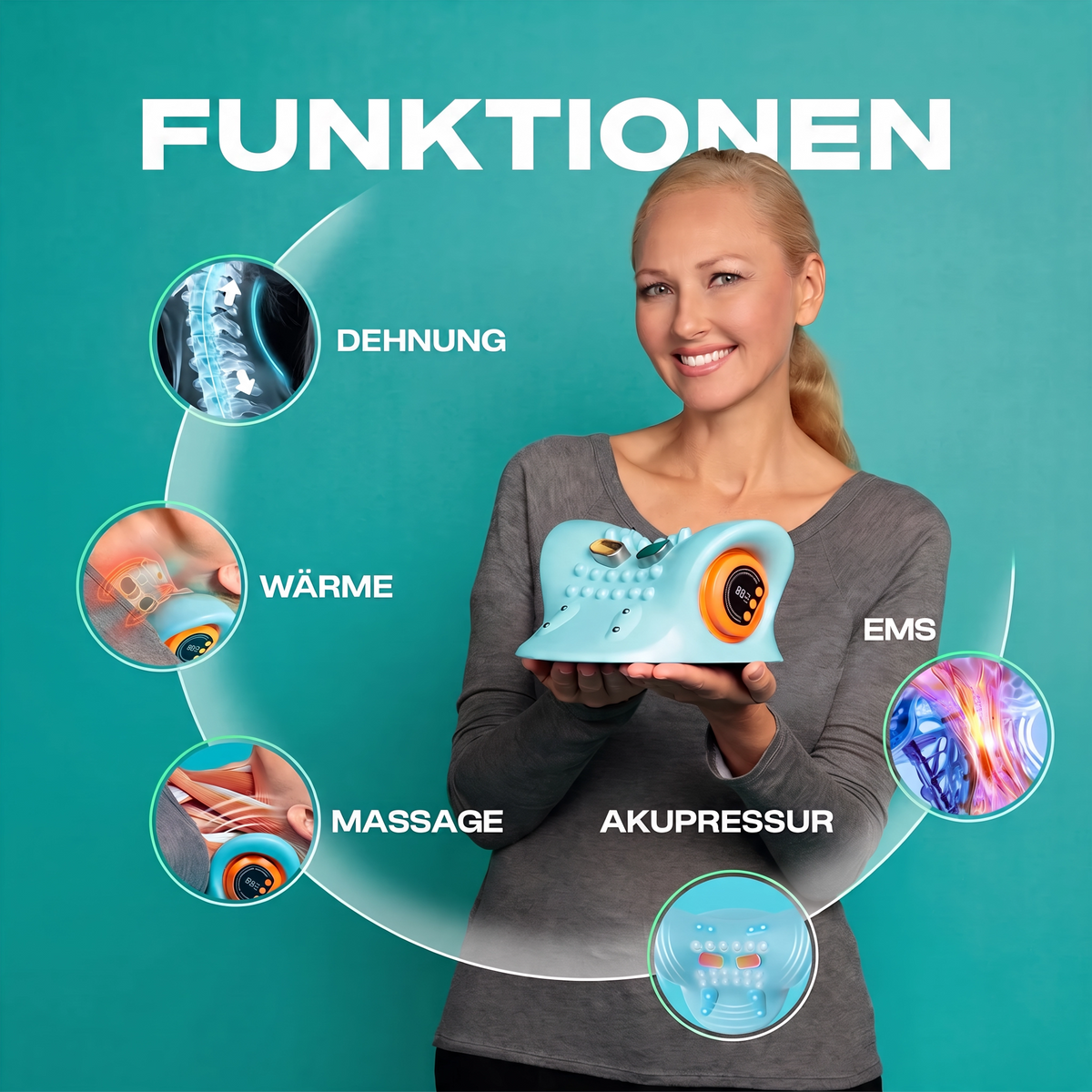Schulter- & Nackenmassagekissen – EMS Wärmekompresse & elektrische Knetmassage